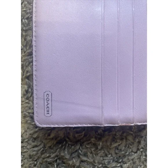 Coach Snap Closure Signature Slim Envelope Wallet Fabric Leather Trim 8x4” (B) - Picture 5 of 9